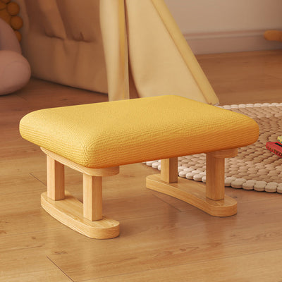 Modern Minimalist Rectangular Fabric Wood Low Stool For Living Room