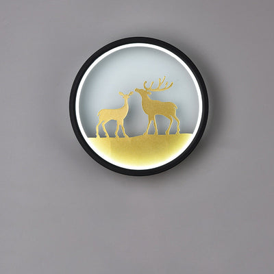 Contemporary Creative Deer Acrylic Round Shade LED Wall Sconce Lamp For Living Room