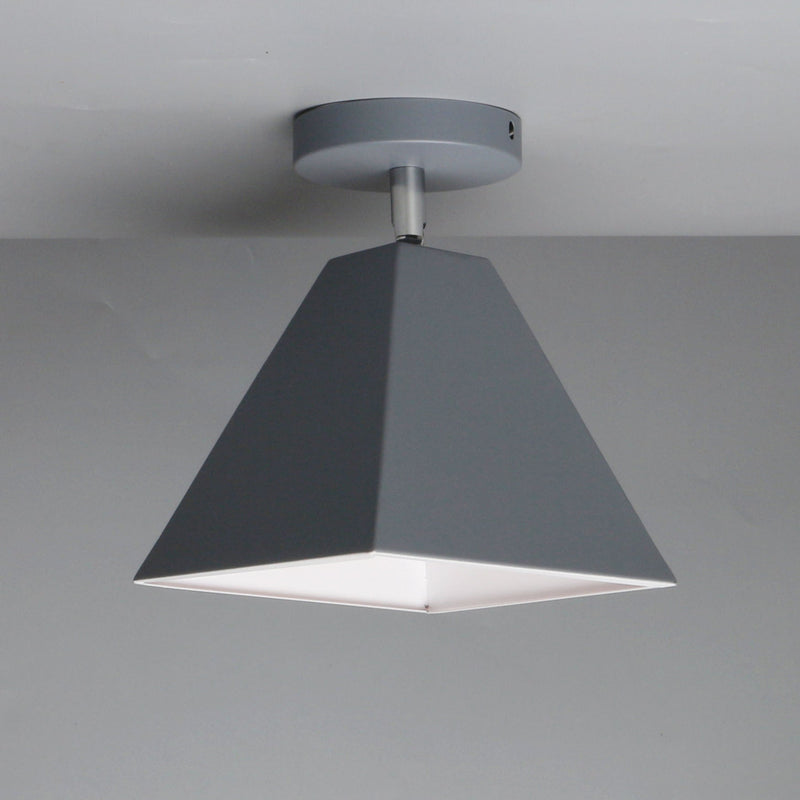 Contemporary Creative Trapezoid Iron 1-Light Semi-Flush Mount Ceiling Light For Living Room