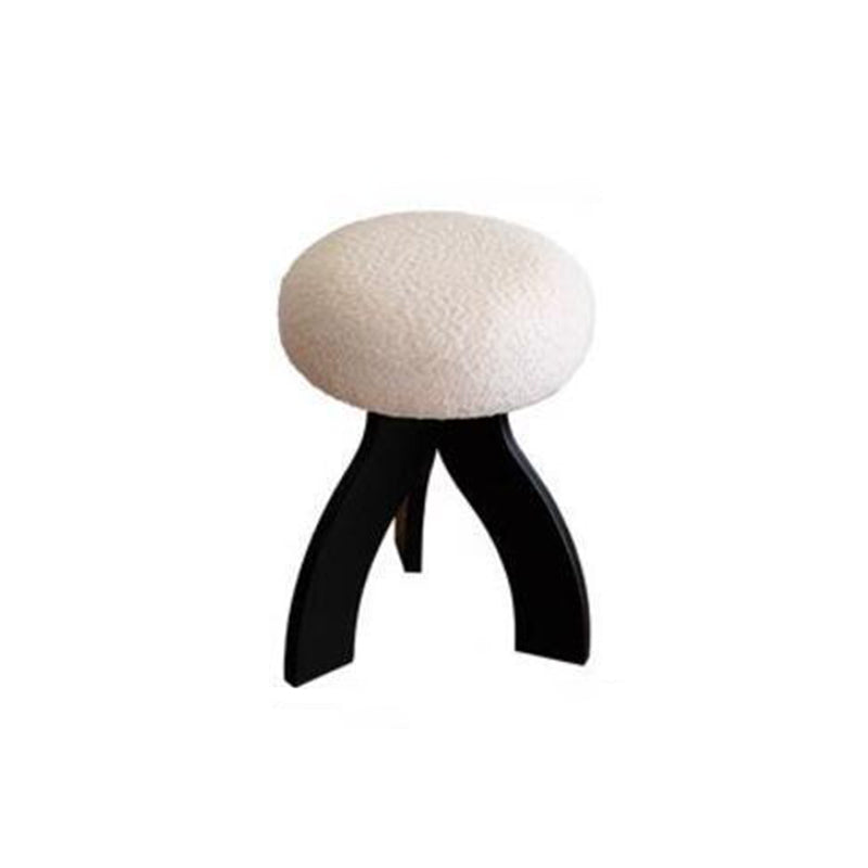 Contemporary Creative Round Lambswool Velvet Footstool Armless Backless For Entryways