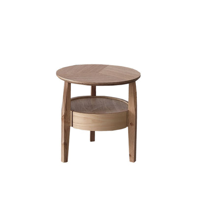 Modern Minimalist Round Wood Coffee Table Double For Living Room