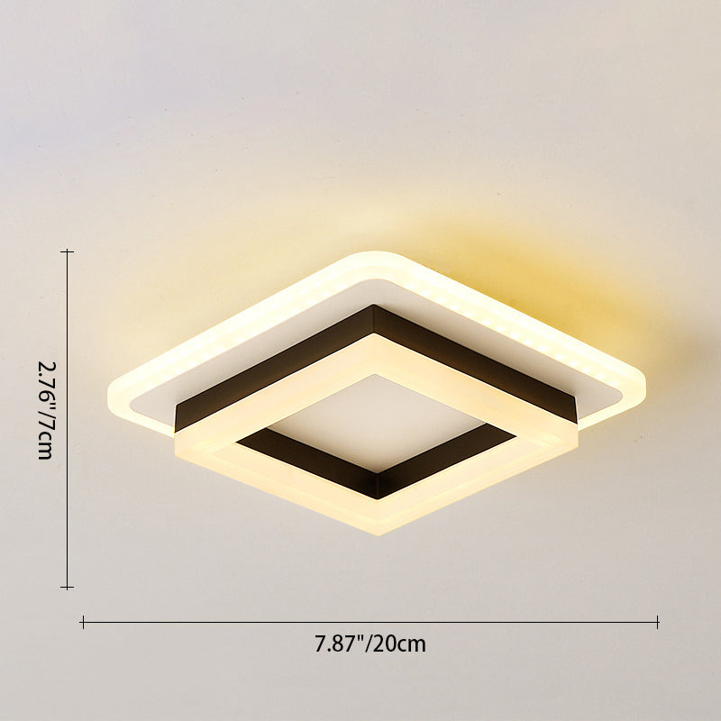 Modern Simplicity Acrylic Geometric Square Round Shade Hardware LED Flush Mount Ceiling Light For Living Room