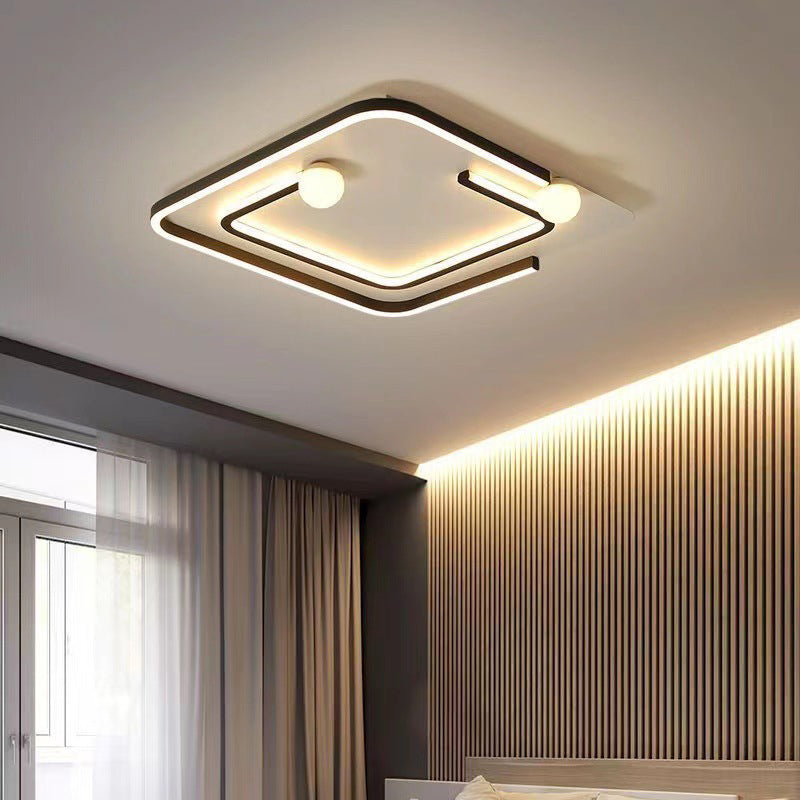 Modern Minimalist Iron Silica Rectangular Square Round LED Flush Mount Ceiling Light For Living Room