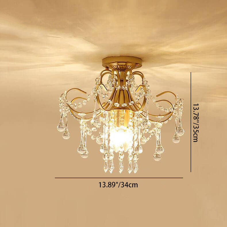 Modern Simple Crystal Flower-Shaped 1/3-Light Semi-Flush Mount Ceiling Light