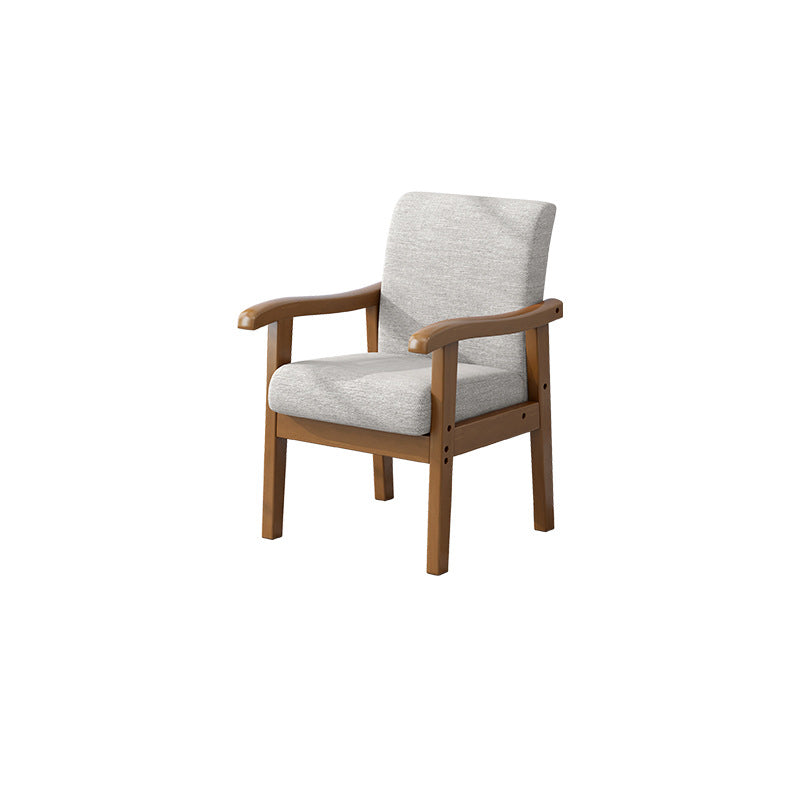 Modern Minimalist Square Upholstered Cotton Linen Fabric Solid Wood Chair For Living Room