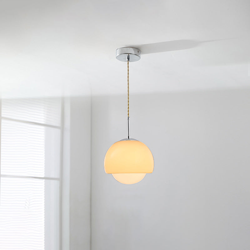 Modern Minimalist Round Ball Glass Iron 1-Light Pendant Light For Living Room