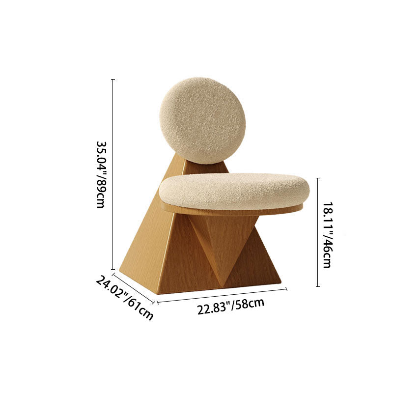 Contemporary Creative Ash Wood Lambswool Sponge Round Triangle Lounge Chair Backrest Armless For Living Room