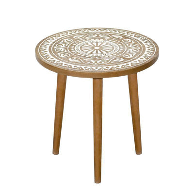 Contemporary Simplicity Pattern Wood Iron Round Coffee Table For Living Room