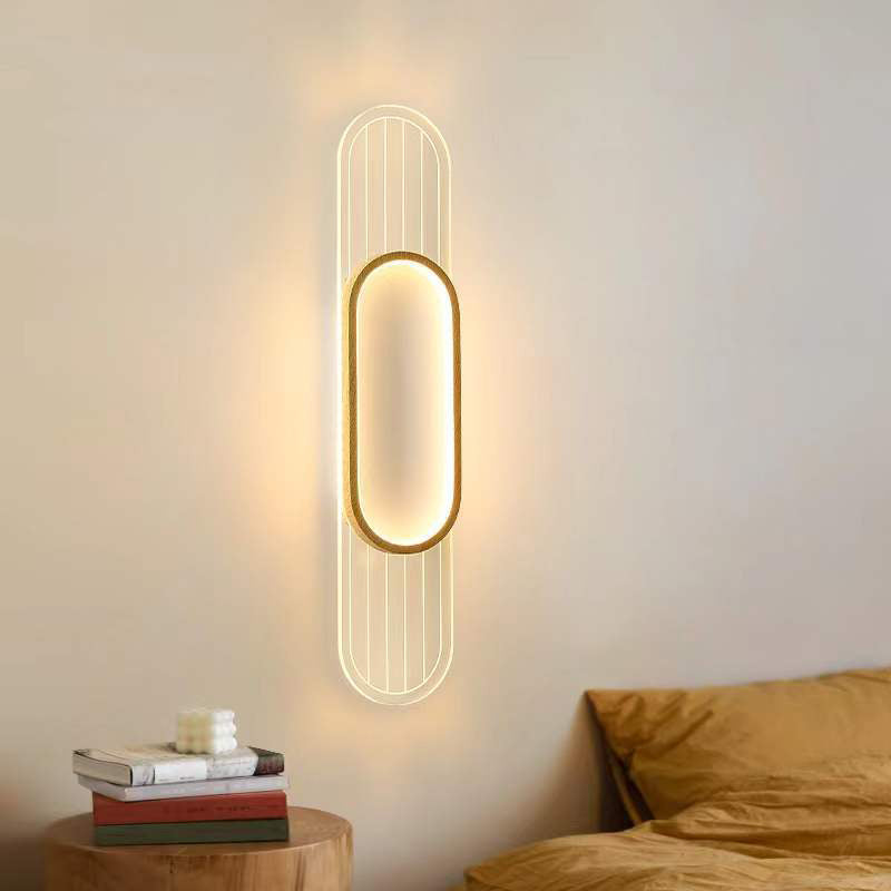 Contemporary Nordic Iron Acrylic Strip Elliptical LED Wall Sconce Lamp For Living Room