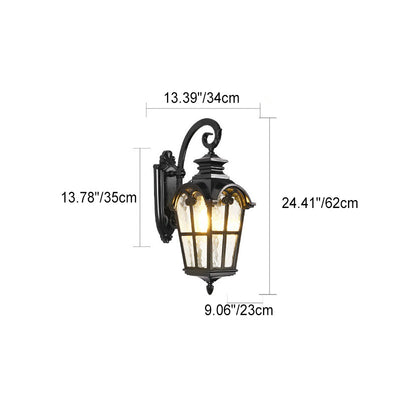 Traditional European Quadrilateral Window Shape Aluminum Glass 1-Light Wall Sconce Lamp For Outdoor Patio