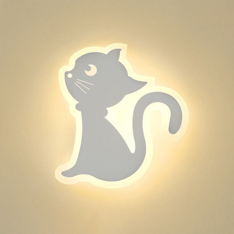 Contemporary Creative Acrylic Cat Design Iron LED Wall Sconce Lamp For Bedroom