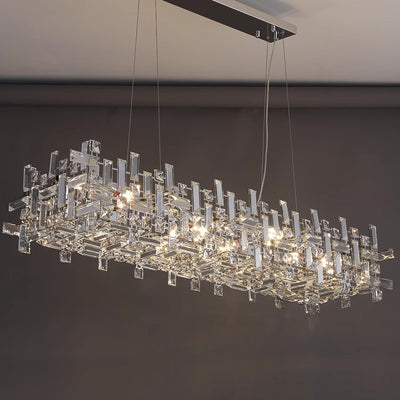 Modern Luxury Stainless Steel Crystal Square 6/9/12/16 Light Chandeliers For Living Room