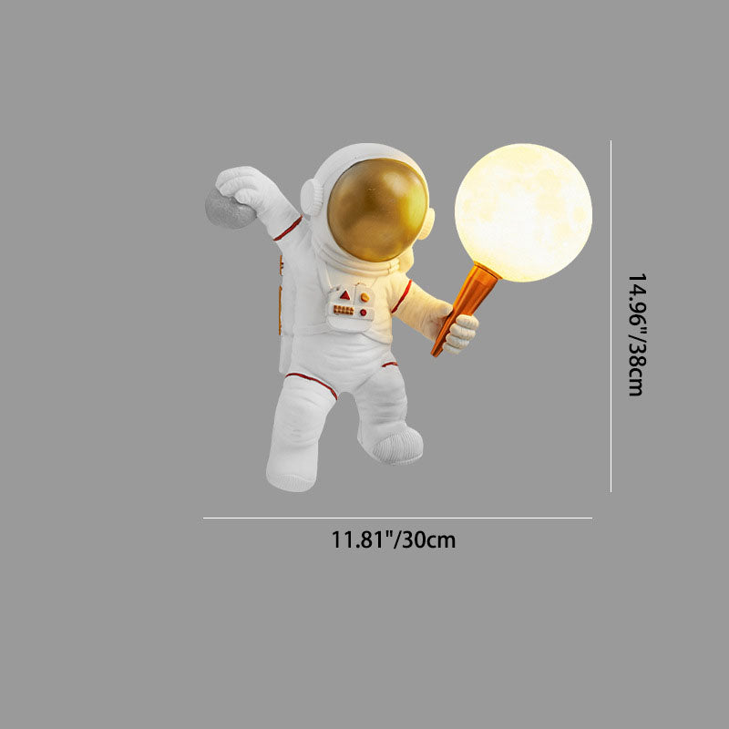 Contemporary Creative Cartoon Astronaut Resin ABS 1-Light Wall Sconce Lamp For Bedroom