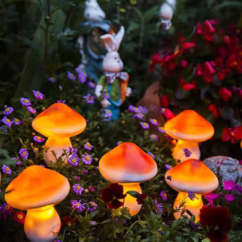 Solar Outdoor Resin Mushroom LED Garden Ground Insert Decorative Landscape Light