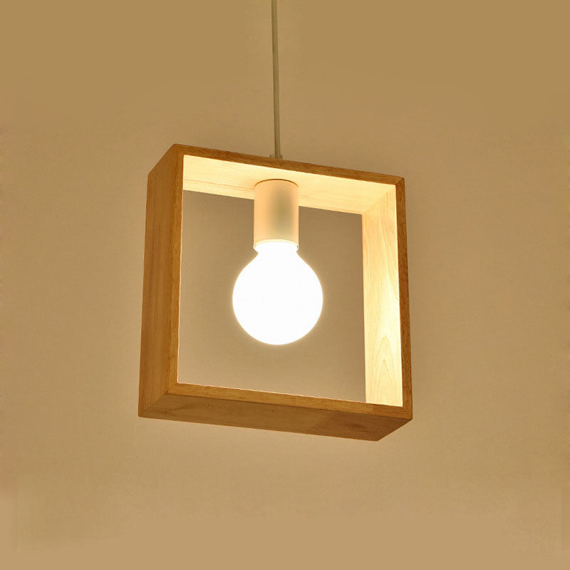 Modern Simplicity Wood Geometrical Shape 1-Light Pendant Light For Living Room