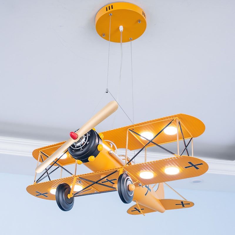 Contemporary Creative Kids Aircraft Hardware Acrylic LED Chandelier For Bedroom