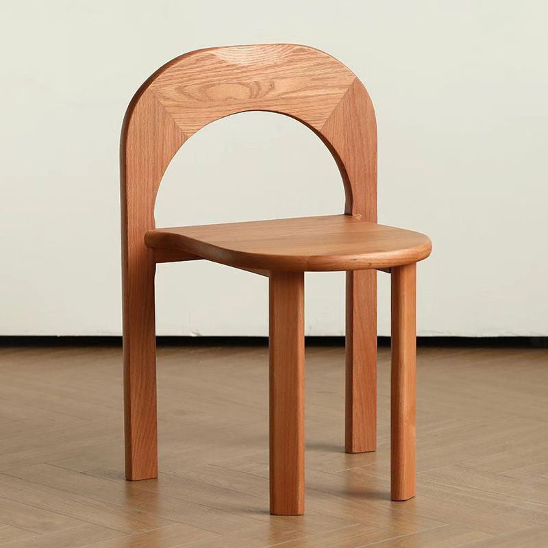 Tabouret de coiffeuse à dossier en bois rétro contemporain en forme d&