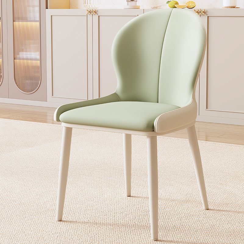 Contemporary Nordic Curved Microfiber Leather Upholstered Dining Chair Backrest For Dining Room