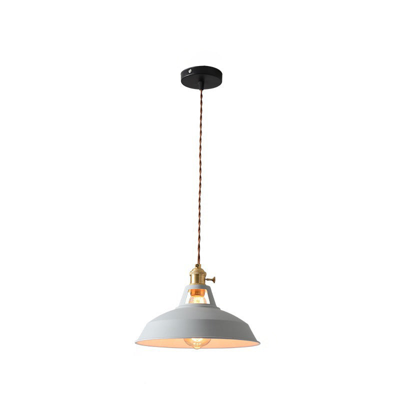 Contemporary Scandinavian Round Macaron Iron 1-Light Pendant Light For Living Room