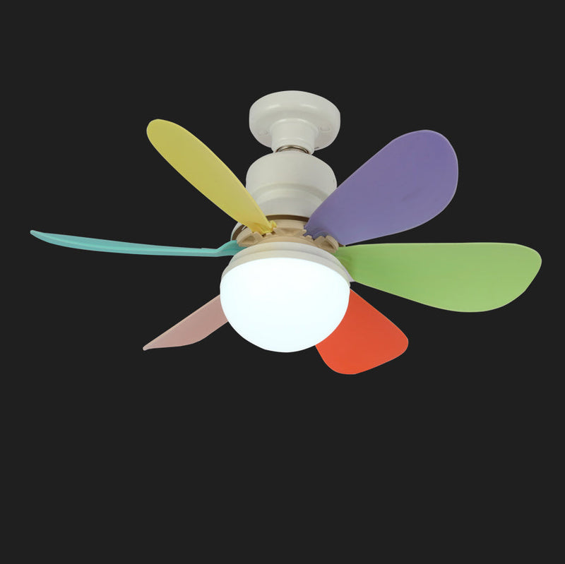 Contemporary Creative PC ABS Nylon Acrylic Flower LED Semi-Flush Mount Ceiling Fan Light For Living Room