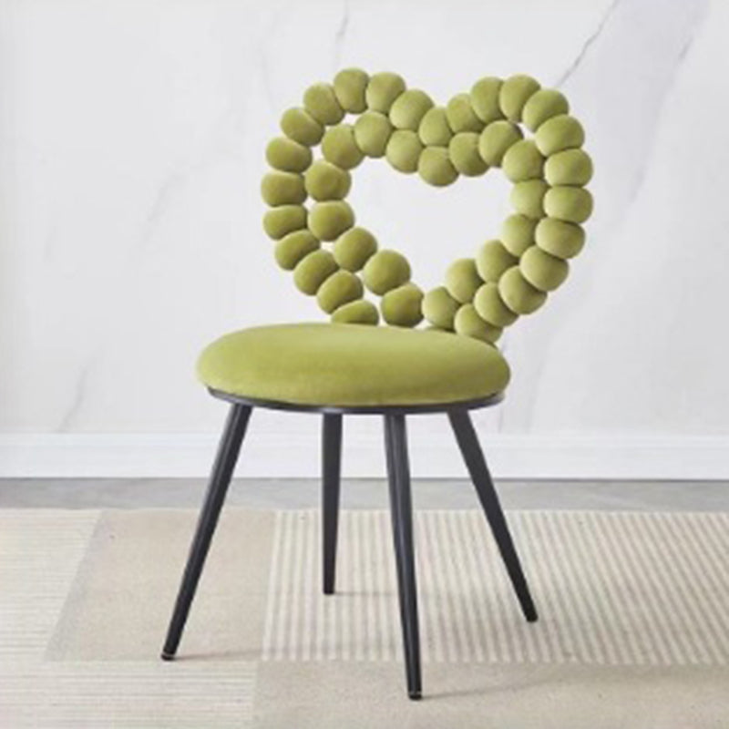 Contemporary Scandinavian Velvet Sponge Metal Heart Ball Round Vanity Stool Backrest For Bedroom