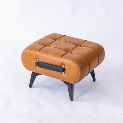 Modern Luxury Rectangular Square Leather Alloy Low Stool For Living Room