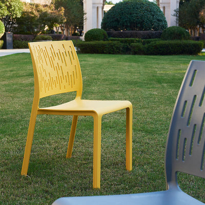 Modern Minimalist Square Plastic Chair Four Legs Backrest For Outdoor Patio