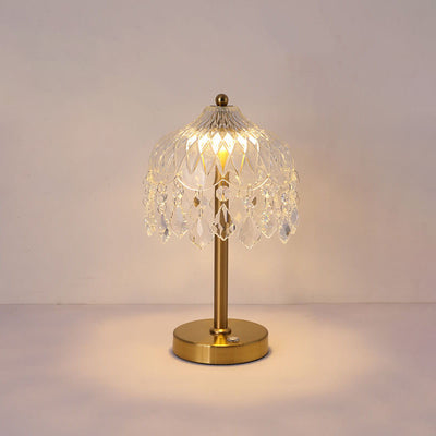 Modern Luxury Crystal Glass Umbrella USB LED Table Lamp