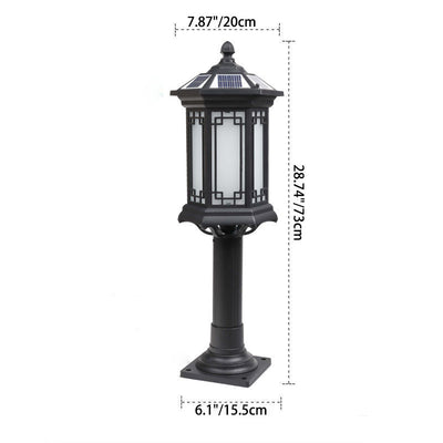 Traditional Chinese Waterproof Solar Aluminum Glass Cylinder LED Landscape Lighting Outdoor Light For Garden