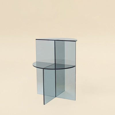 Contemporary Scandinavian Acrylic Semicircle End Table 2-Tier For Living Room