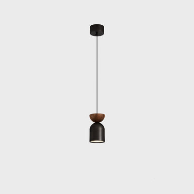 Luminaire suspendu contemporain scandinave à 1 lumière cylindrique en laiton pour chambre à coucher 