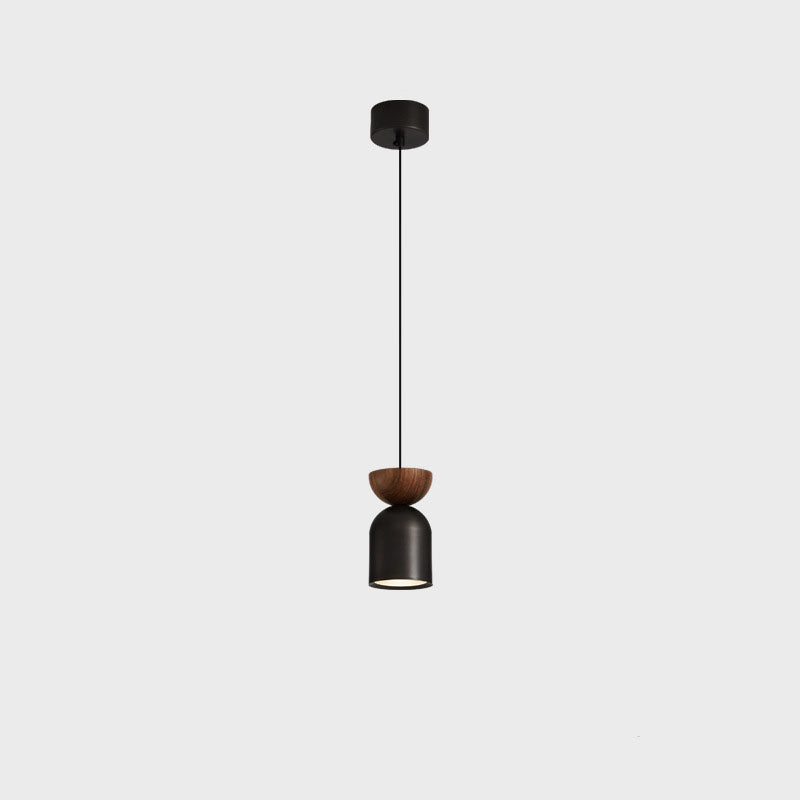 Luminaire suspendu contemporain scandinave à 1 lumière cylindrique en laiton pour chambre à coucher 