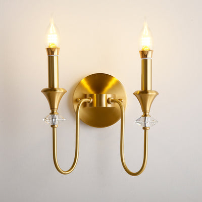 Traditional French Full Copper Glass Candle 1-Light Wall Sconce Lamp For Bedroom