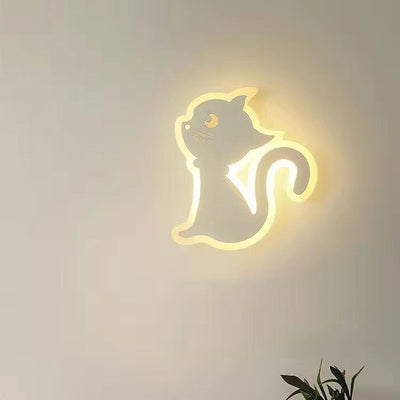 Modern Simplicity Cartoon Cat Iron Acrylic LED Wall Sconce Lamp For Bedroom