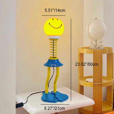 Contemporary Creative Memphis PVC Iron Smile Cartoon Character 1-Light Table Lamp For Bedroom