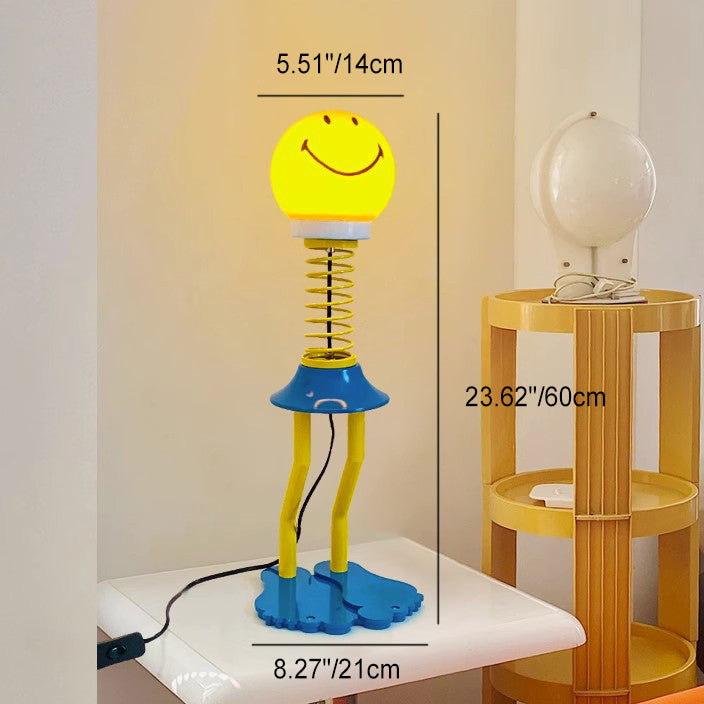 Contemporary Creative Memphis PVC Iron Smile Cartoon Character 1-Light Table Lamp For Bedroom