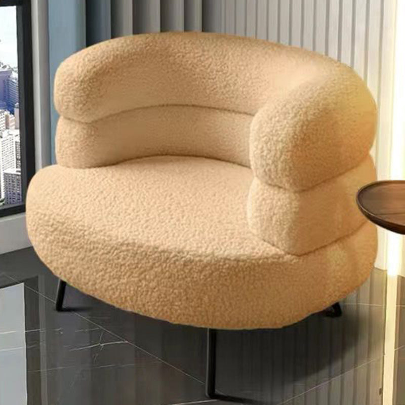 Contemporary Nordic Round Lambswool Upholstered Vanity Stool Backrest Armrest For Bedroom