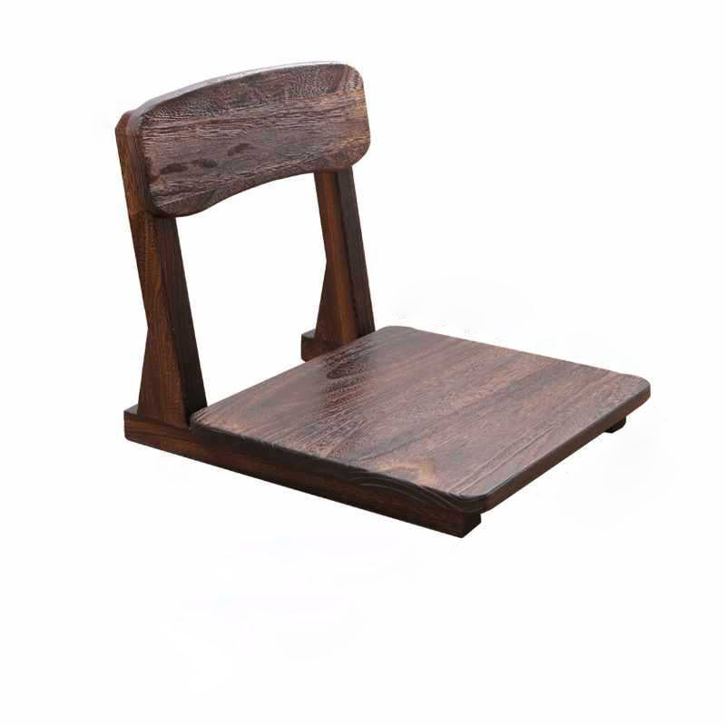 Traditional Japanese Square Paulownia Wood Cotton Linen Chair Tatami Backrest For Entertainment Room