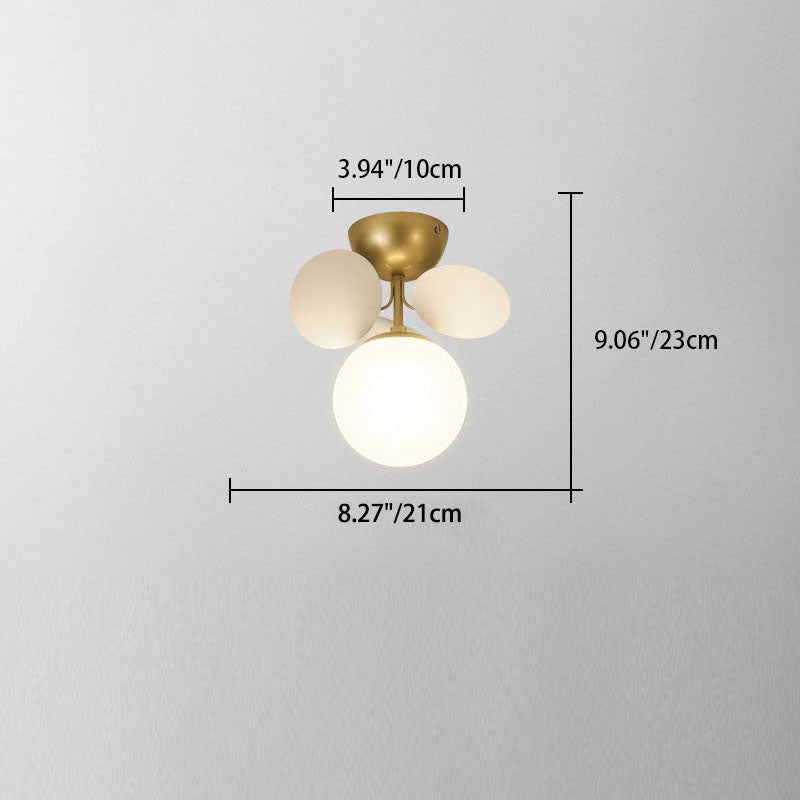 Modern Mid-century Acrylic Flower Decor Glass Ball Shade 1-Light Semi-Flush Mount Ceiling Light For Living Room