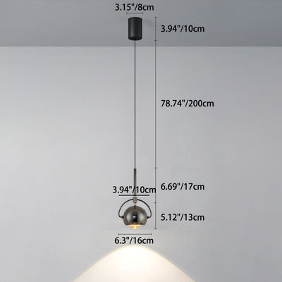 Modern Minimalist Rotatable Spherical Aluminum Glass LED Pendant Light For Bedroom