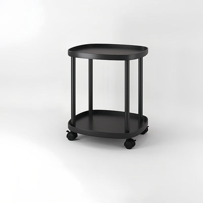 Contemporary Scandinavian Square PP Carbon Steel End Table 2-Tier Movable For Bedroom