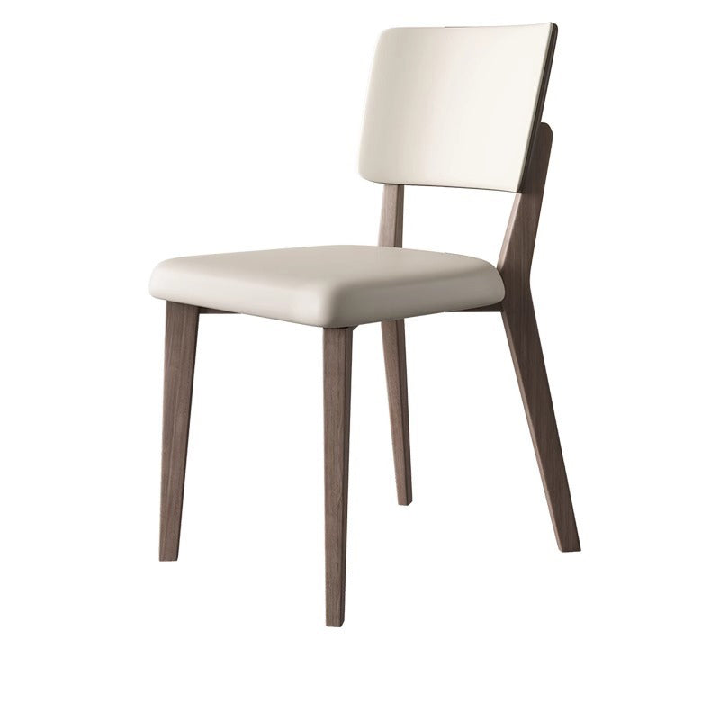 Contemporary Nordic Square Leather Solid Wood Frame Dining Chair Backrest For Dining Room