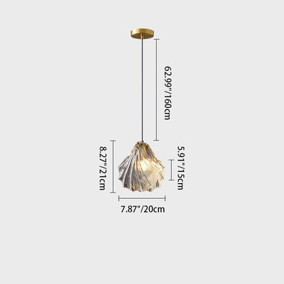 Modern Minimalist Shell All Copper Glass 1-Light Pendant Light For Bedroom