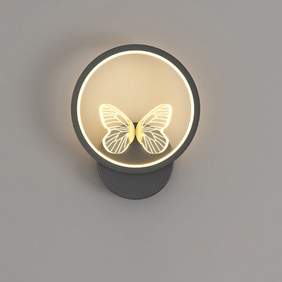 Modern Art Deco Butterfly Square Round Frame Design LED Wall Sconce Lamp For Bedroom