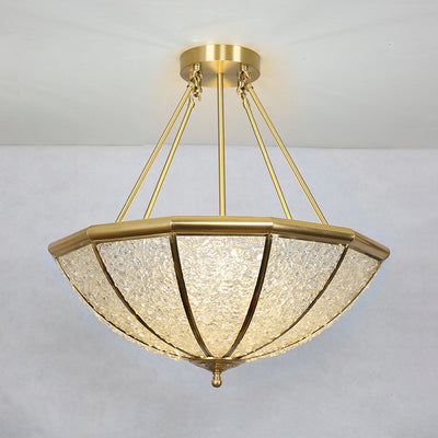 Modern Luxury Copper Frame Crystal Round Shade 5-Light Chandelier For Living Room