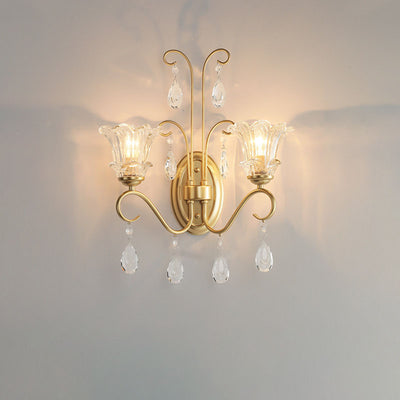 Traditional French Crystal Branch 2-Light Wall Sconce Lamp For Living Room