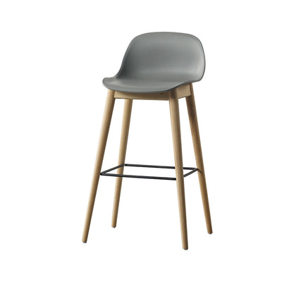 Contemporary Simplicity Square Plastic Wood Bar Stool Low Back Footrest For Dining Room