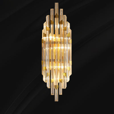 Contemporary Luxury Stripe Hardware Crystal 2/4 Light Wall Sconce Lamp For Living Room