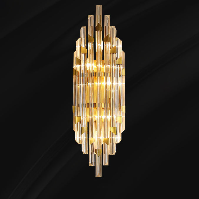 Contemporary Luxury Stripe Hardware Crystal 2/4 Light Wall Sconce Lamp For Living Room