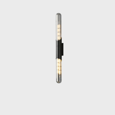 Contemporary Nordic Brass Glass Strip 2-Light Wall Sconce Lamp For Living Room